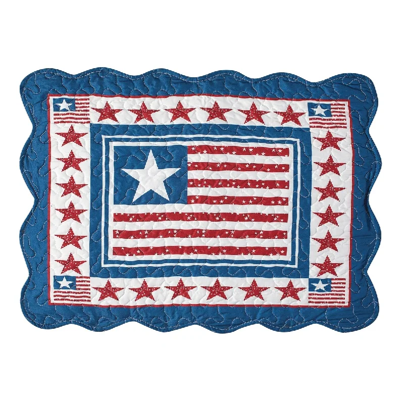 American Stars and Stripes Blue Border Scallop Pillow Sham