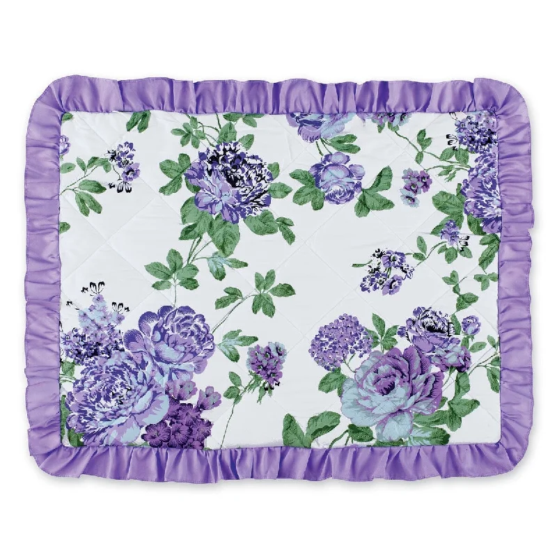 Beautiful Violet Floral Print Ruffled Pillow Sham