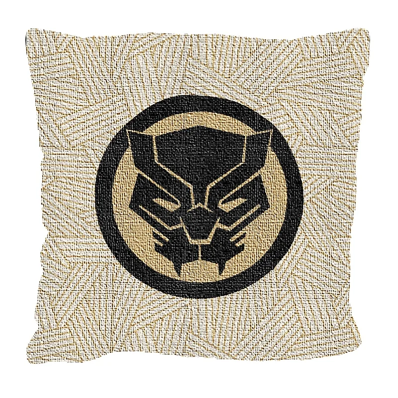 Black Panther , Facing Fierce, 20" Jacquard Pillow - Off-White