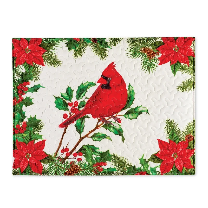 Cardinals And Holly Poinsettia All-Over Texture Pillow Sham