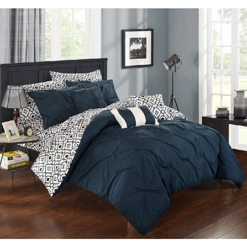 Chic Home 10-Piece Fedel Navy BIB Comforter Set