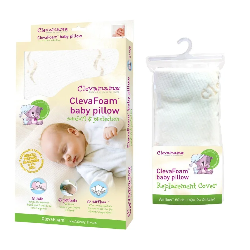 Clevamama Foam Baby Pillow and Cover - White