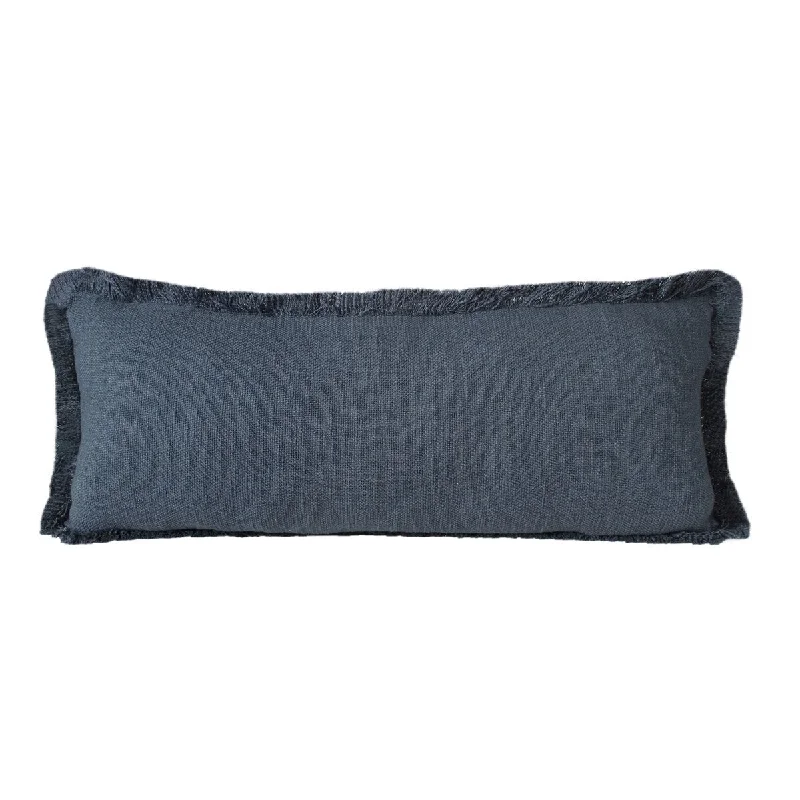 Coastal, Modern, Transitional Navy Blue Cotton Throw Pillow , Back Support, Decorative