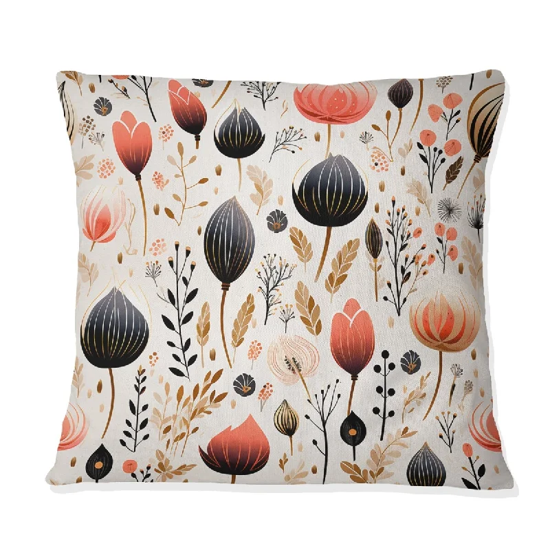 Designart "Artistic Essence Floral Pattern XII" Floral Printed Throw Pillow