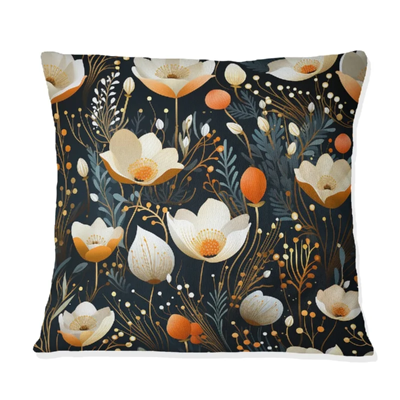 Designart "Artistic Essence Floral Pattern XIV" Floral Printed Throw Pillow