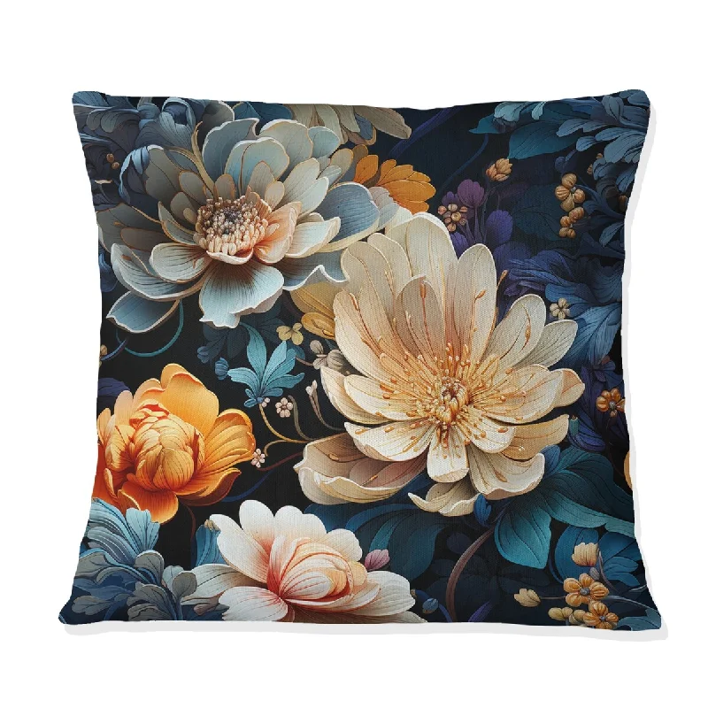 Designart "Beige Ornate Blooming Legacy Delight" Floral Printed Throw Pillow