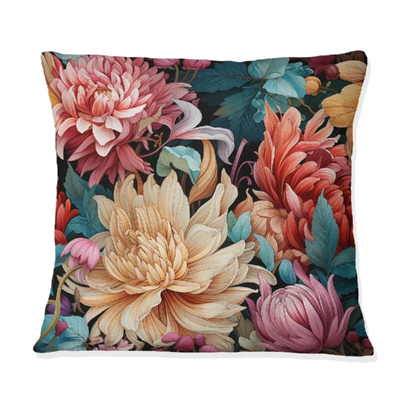 Designart "Beige Ornate Blooming Legacy Delight II" Floral Printed Throw Pillow