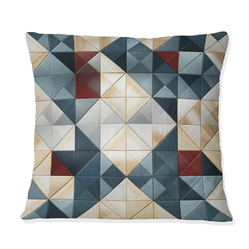 Designart "Blue And Grey Cubic Angularity" Geometric Printed Throw Pillow