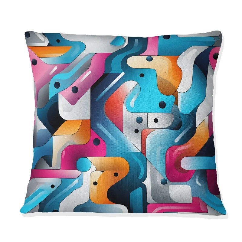 Designart "Blue And Purple Futuristic Vibes Geometric" Geometric Printed Throw Pillow