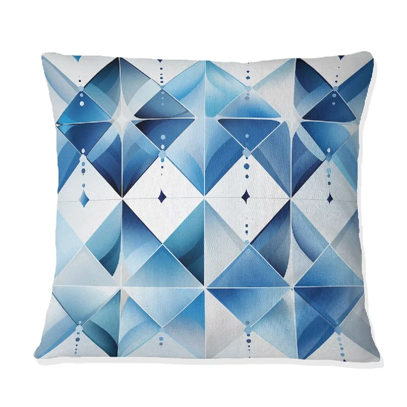 Designart "Blue And White Tiles Diamonds I" Geometric Printed Throw Pillow