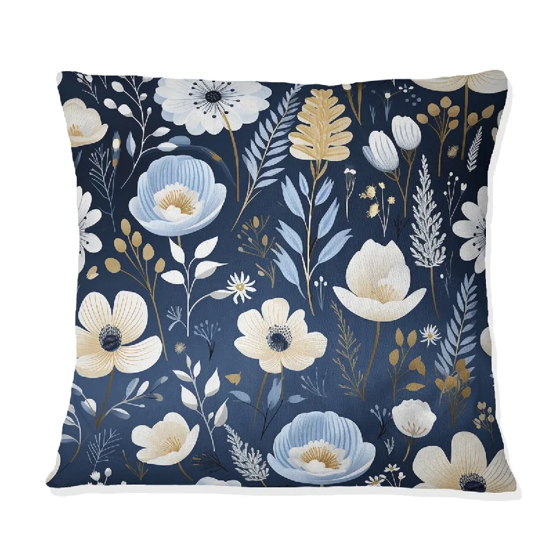 Designart "Blue Boho Chic Floral Pattern IV" Floral Printed Throw Pillow