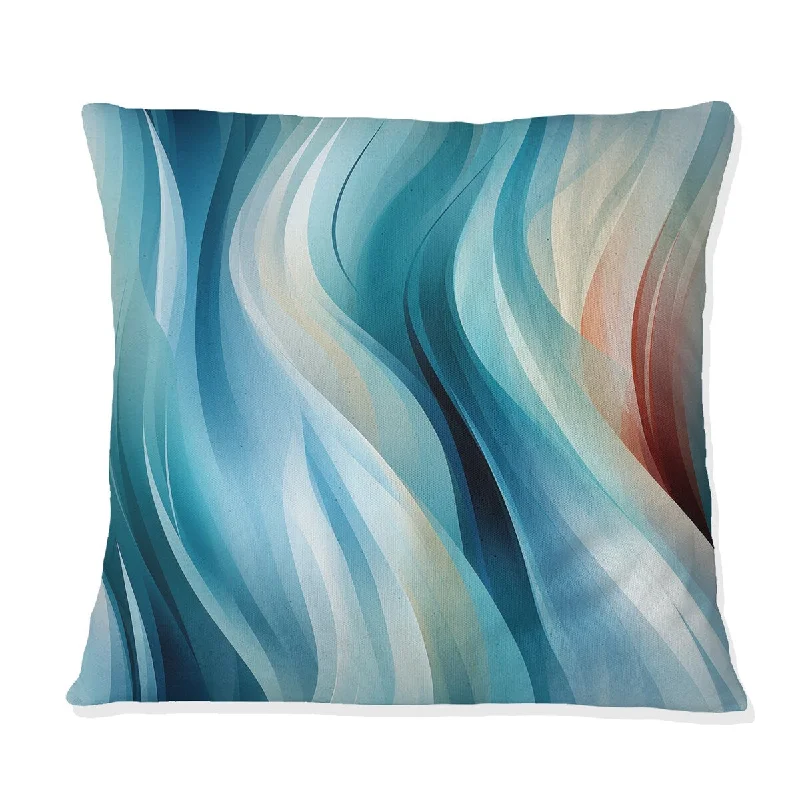 Designart "Blue Harmony Of Waves Pattern" Striped Printed Throw Pillow