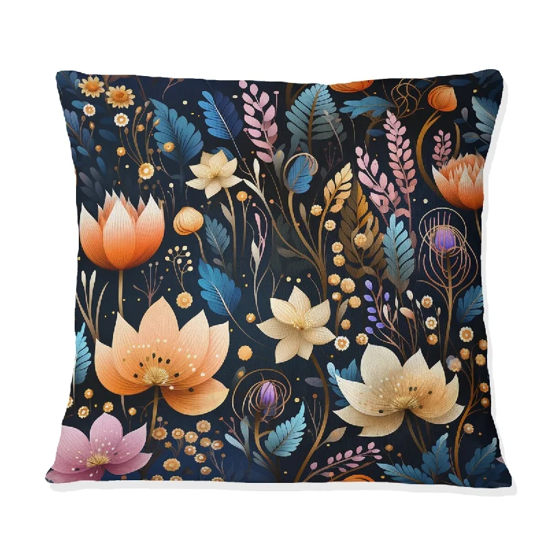 Designart "Blue Multicolor Garden Blooms Floral Pattern II" Floral Printed Throw Pillow