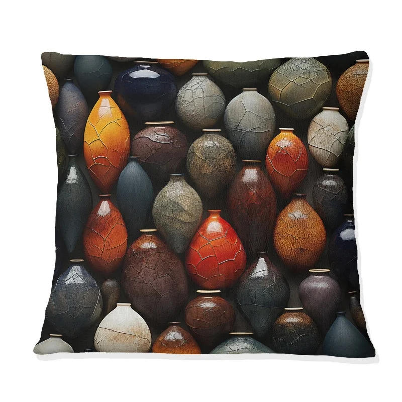 Designart "Boho Pottery Motifs II" Boho Printed Throw Pillow