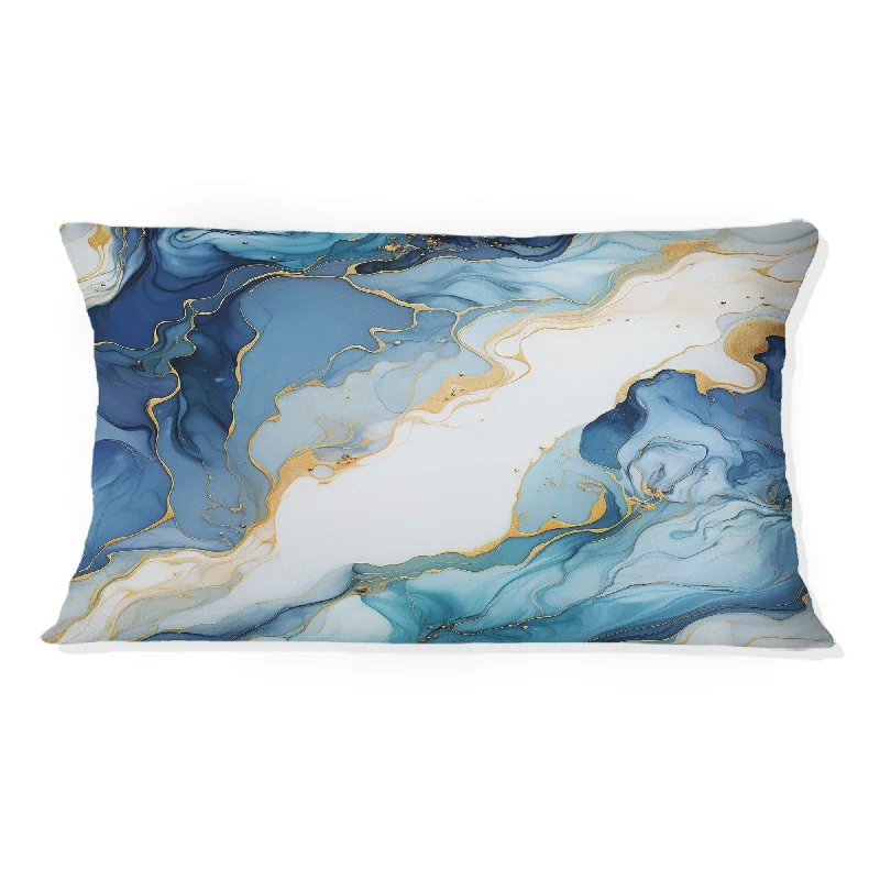 Designart "Coastal Blue Elegant Marble Shore II" Marble Printed Throw Pillow