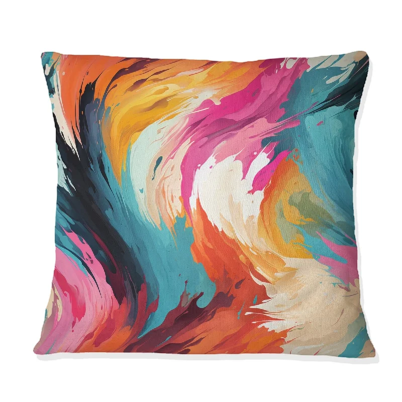 Designart "Colorful Painterly Ikat Symphony" Abstract Printed Throw Pillow