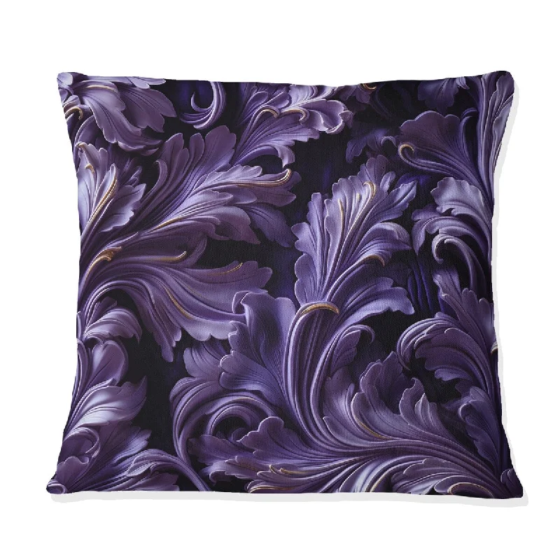 Designart "Deep Purple Glamorous Majesty I" Paisley Printed Throw Pillow