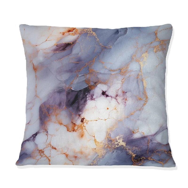 Designart "Enchanted Light Purple Marble Mist I" Marble Printed Throw Pillow