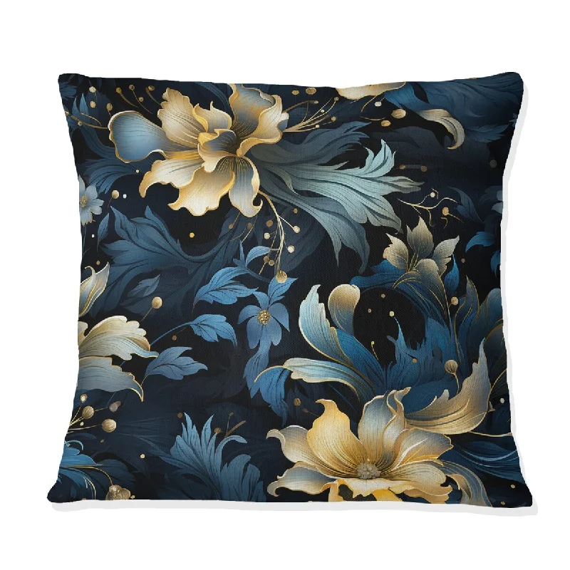 Designart "Enigmatic Nights Moody Patterns I" Floral Printed Throw Pillow