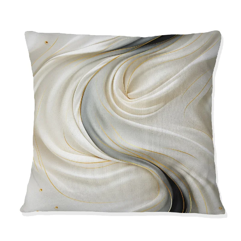 Designart "Glamorous Gold And White Marble Pearl Opulence I" Marble Printed Throw Pillow