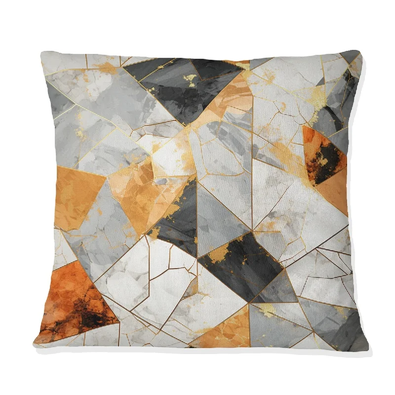 Designart "Gold Industrial Chic Marble Escape" Marble Printed Throw Pillow