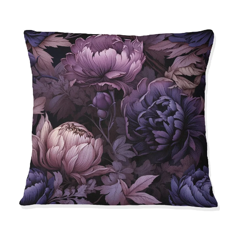 Designart "Gothic Botanicals Moody Patterns" Floral Printed Throw Pillow