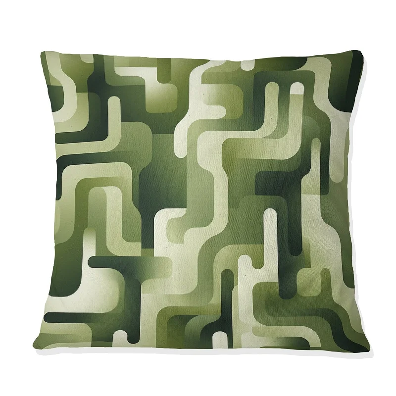 Designart "Green Labyrinth Pattern" Geometric Printed Throw Pillow