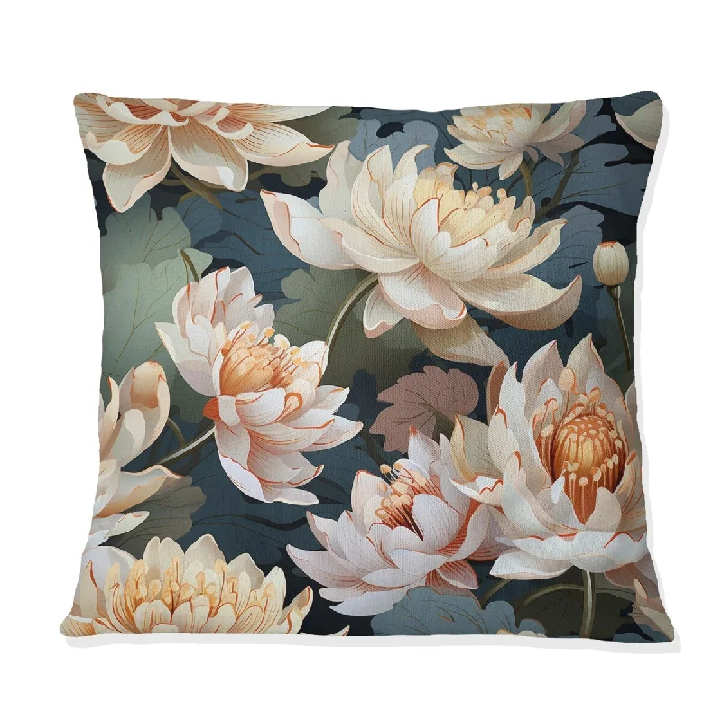 Designart "Lotus Serenity" Oriental Printed Throw Pillow