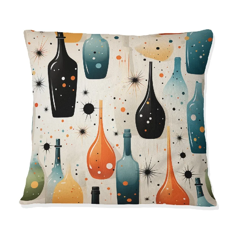 Designart "midcentury drink cocktails pattern" Food & Beverage Printed Throw Pillow