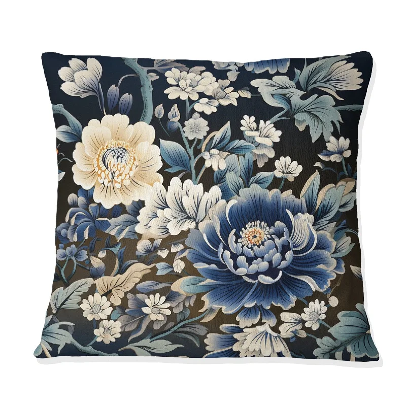 Designart "Ming Dynasty Reverence III" Oriental Printed Throw Pillow