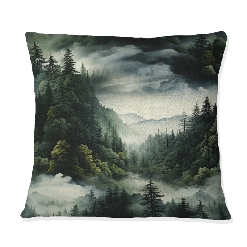 Designart "Misty Forest Moody Patterns" Abstract Printed Throw Pillow