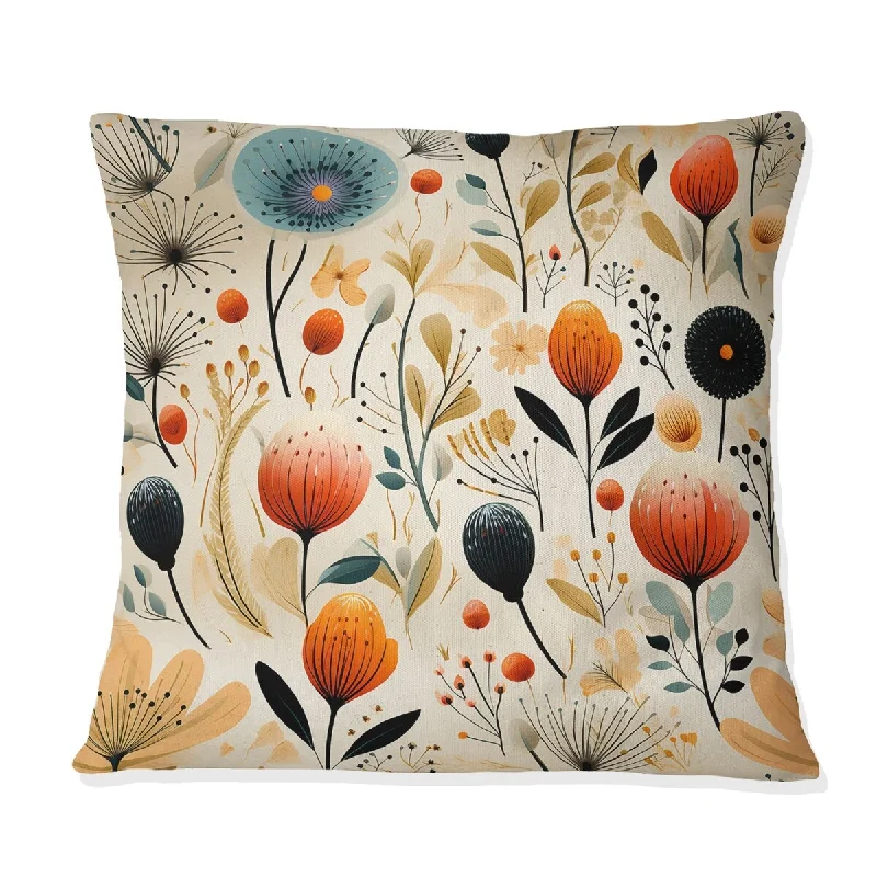 Designart "Mod Botanicals II" Midcentury Printed Throw Pillow