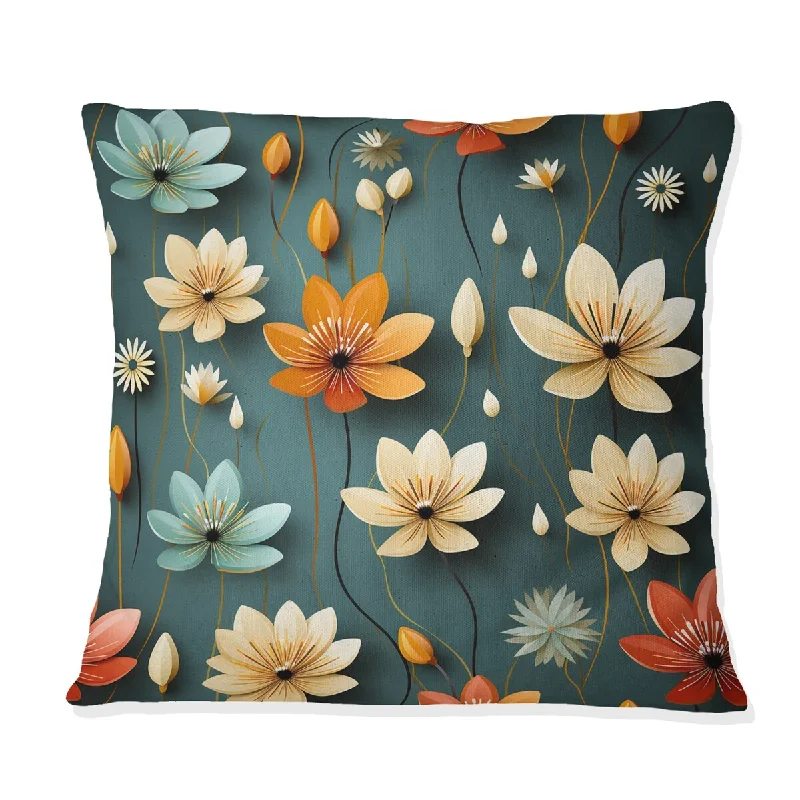 Designart "Mod Floral Nostalgia II" Midcentury Printed Throw Pillow