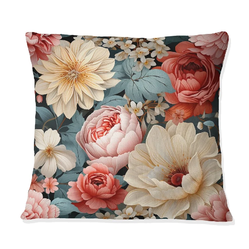 Designart "Mulitcolor Bohemian Rhapsody Floral Pattern II" Floral Printed Throw Pillow