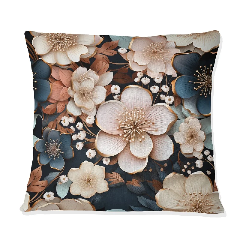 Designart "Mystic Pink Floral Splendor" Floral Printed Throw Pillow