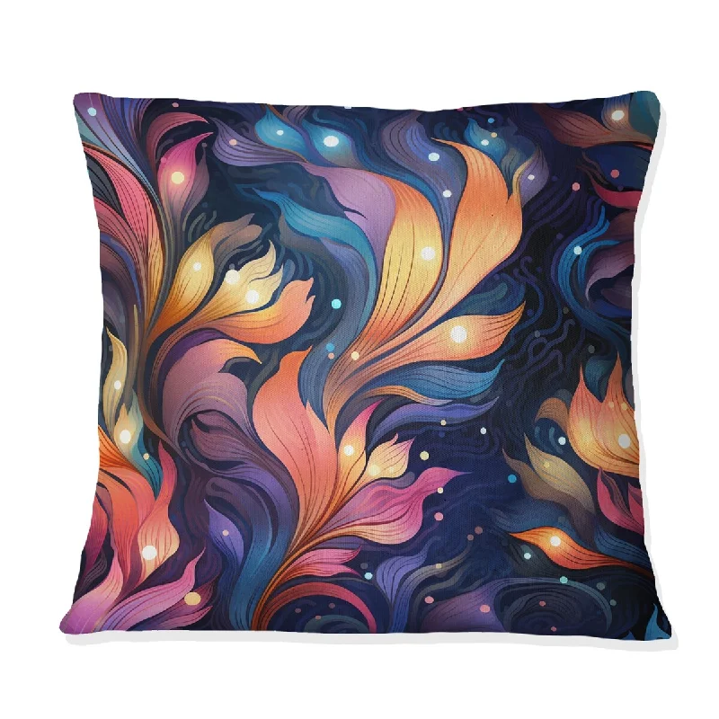 Designart "Orange Enchanted Botanical Melody Dreams" Abstract Printed Throw Pillow