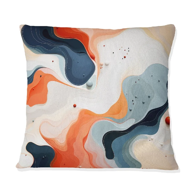 Designart "Peach And Blue Artistic Fusion Marble Canvas" Marble Printed Throw Pillow