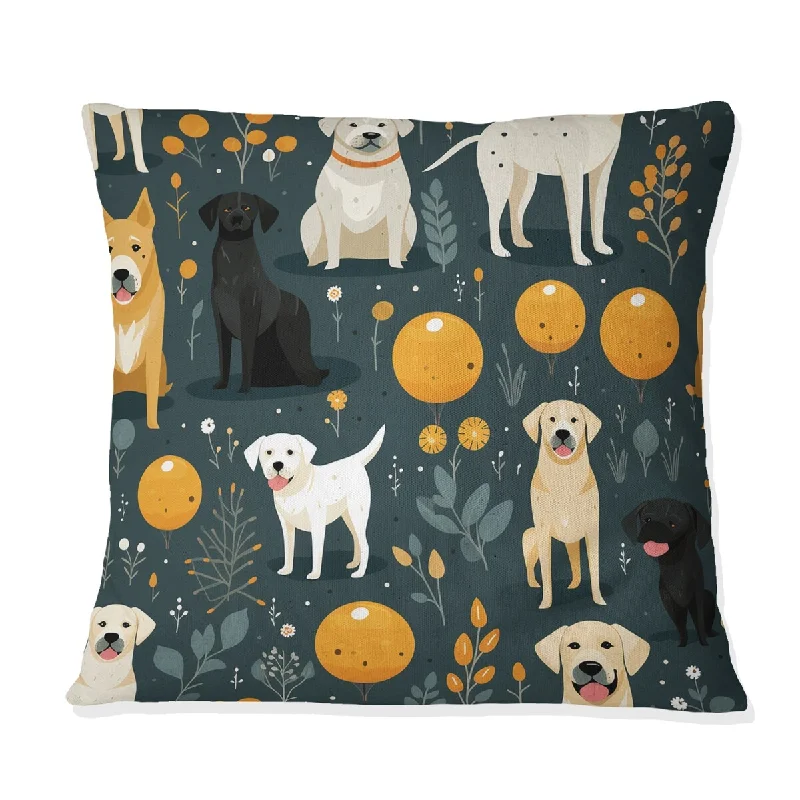 Designart "Playtime Labrador Animal Print For Kids" Animal Printed Throw Pillow