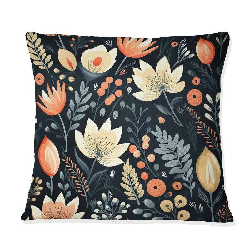 Designart "Scandinavian Botanical Collage I" Botanical Printed Throw Pillow