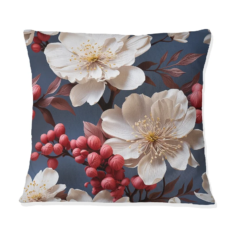 Designart "Serene Floral Pattern IV" Floral Printed Throw Pillow