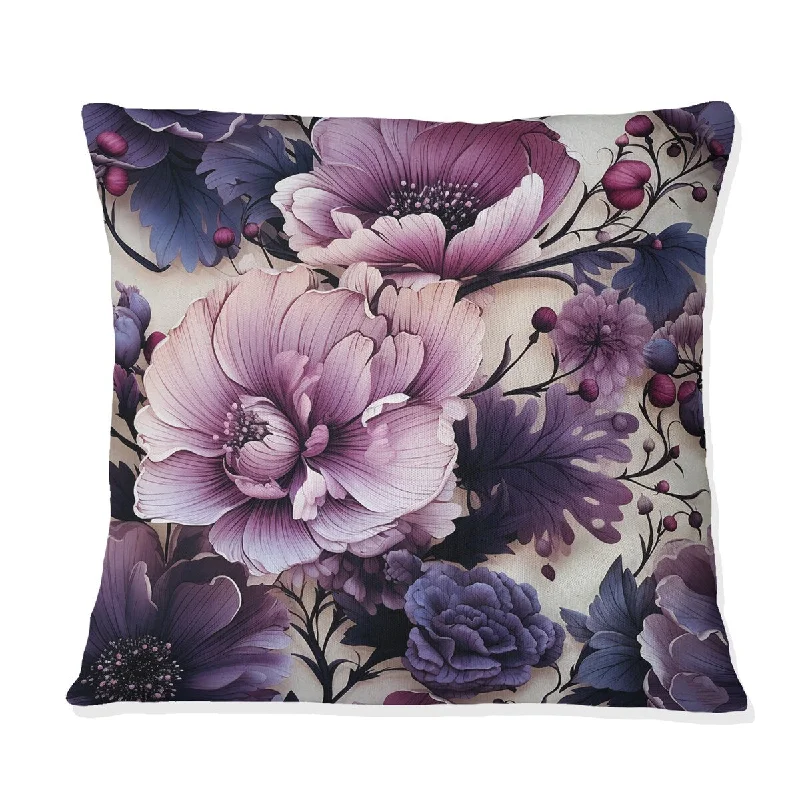 Designart "Shadowed Blossoms Moody Patterns I" Floral Printed Throw Pillow