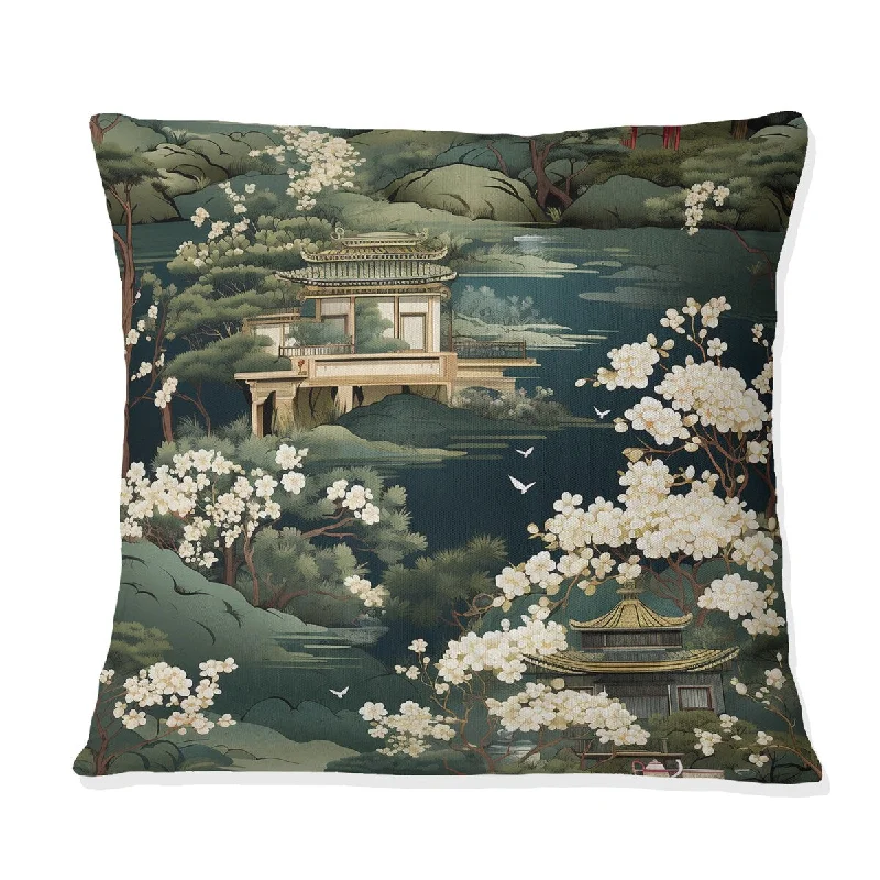 Designart "Tea House Elegance" Chinese Printed Throw Pillow