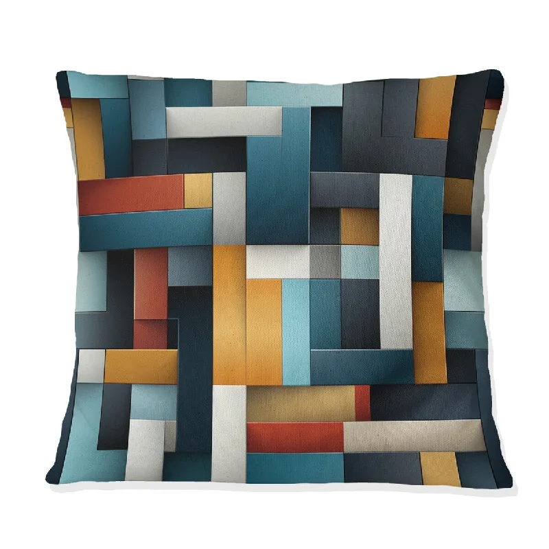 Designart "Teal Metropolitan Geometric Illusions" Geometric Printed Throw Pillow