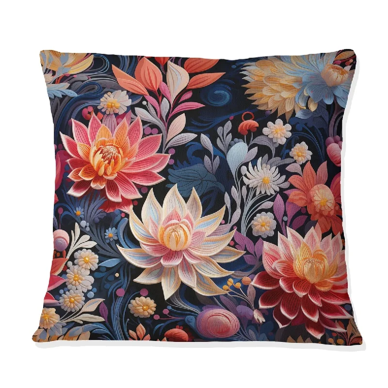 Designart "Tropical Jungle Red Floral Retreat III" Floral Printed Throw Pillow