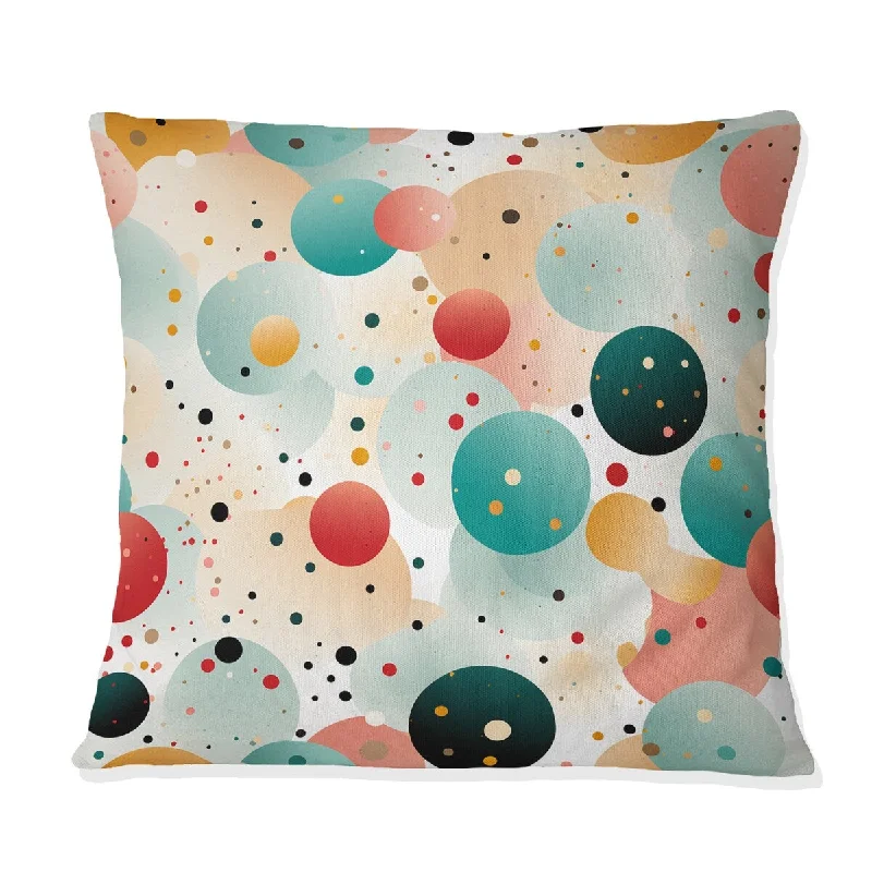 Designart "Turquoise Retro Revival Polka Dots Delight V" Polka Dots Printed Throw Pillow