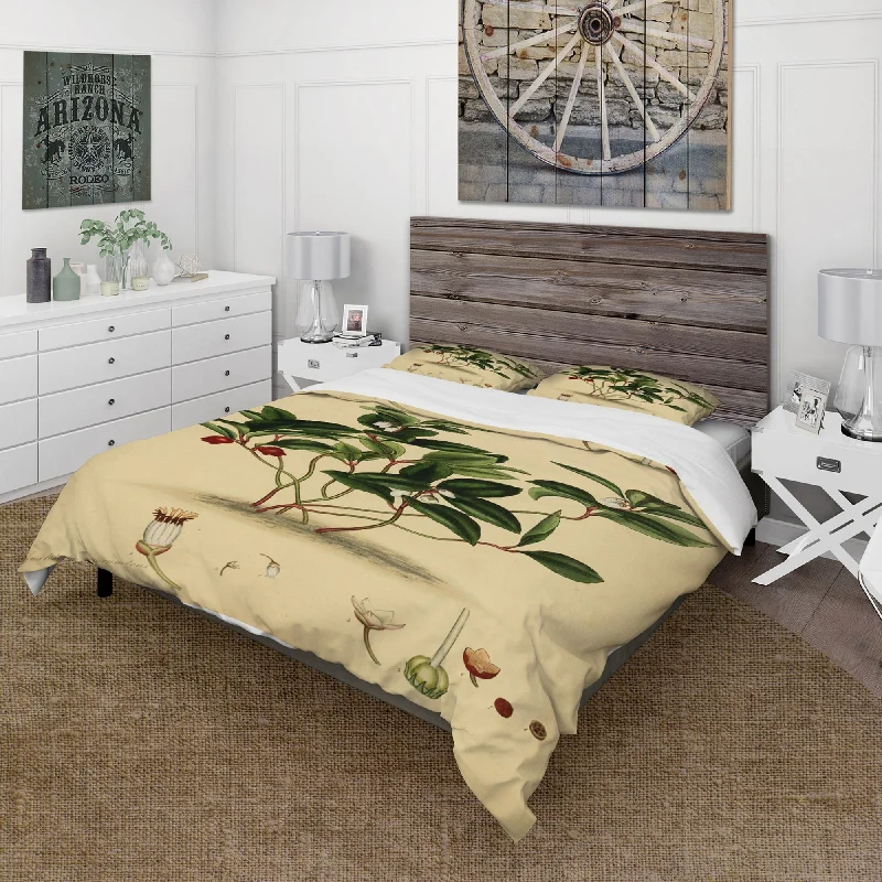 Designart 'Vintage Plant Life III' Traditional Duvet Cover Set