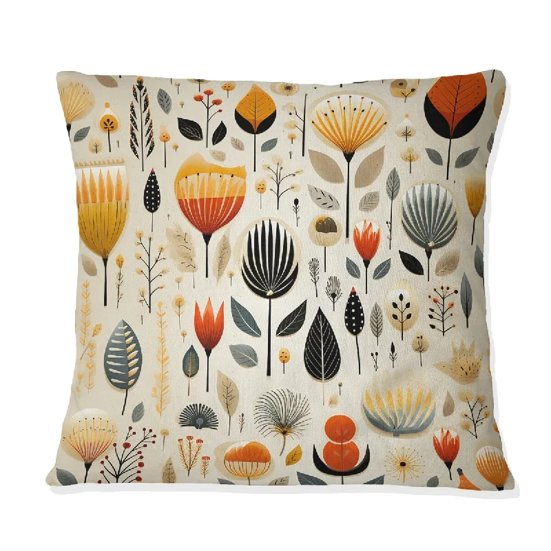 Designart "Vintage Scandinavian Charm" Midcentury Printed Throw Pillow