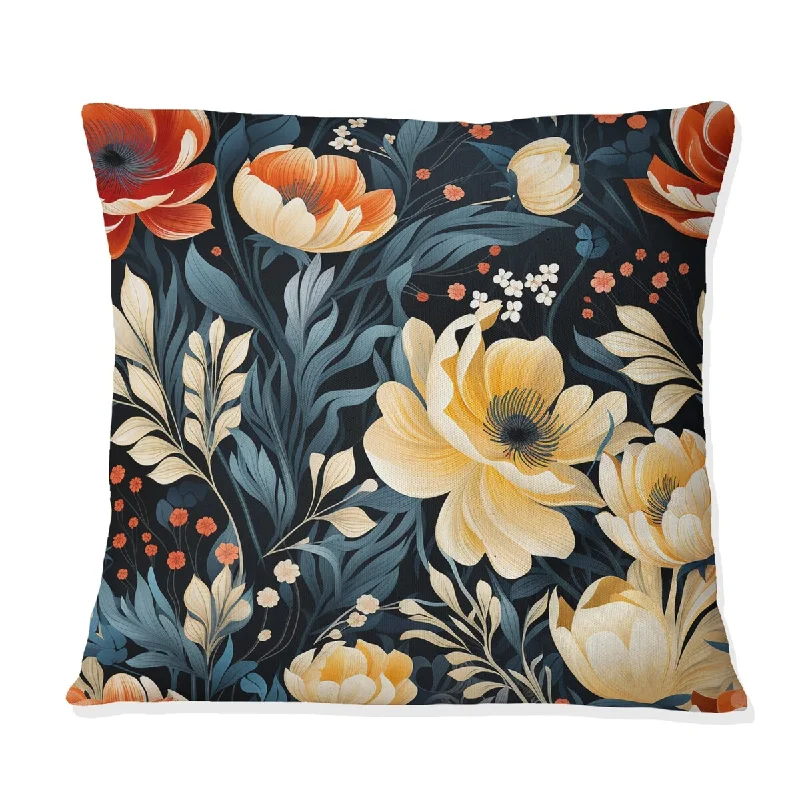 Designart "Yellow Natures Floral Garden Oasis" Floral Printed Throw Pillow