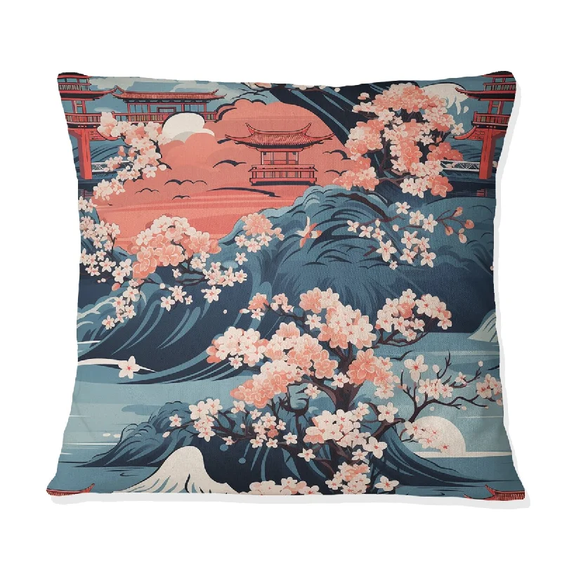 Designart "Yellow Torii Gate Japanese Pattern II" Japanese Printed Throw Pillow