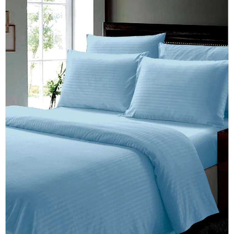 FAITH, HOPE, LOVE HOME DÉCOR 6 Piece Full Stripe Sheet Set includes 1 Flat Sheet 1 Fitted Sheet 4 pillow cases,Blue